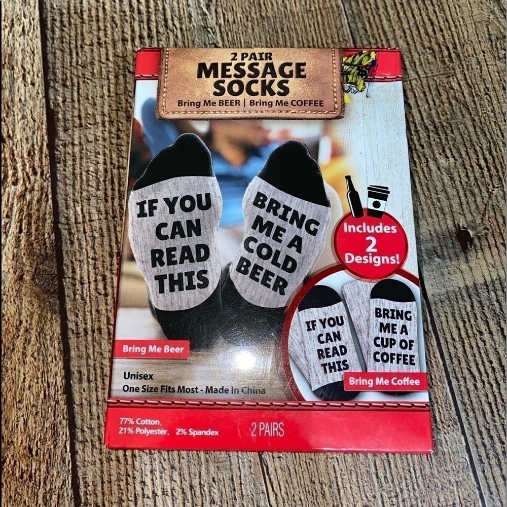💜 happy socks 2 pair beer/coffee message